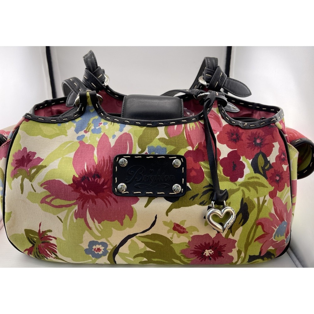 Brighton BEA Multicolor Floral Canvas Leather Trim Large Tote Shoulder Bag - Picture 1 of 16